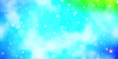 Light Blue, Green vector background with colorful stars.