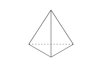 Geometric figures, triangular pyramid outline icon. Piramid infographic presentation 3D illustration design Volumetric geometric figure isolated on a white background. Hand drawn art of a pyramid