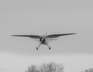 Vintage monoplane transport aircraft in monochrome.