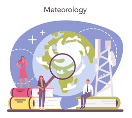 Meteorologist concept. Weather forecaster studying and researching