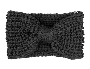 Black wool headband, winter fashion item isolated on white background, clipping path included