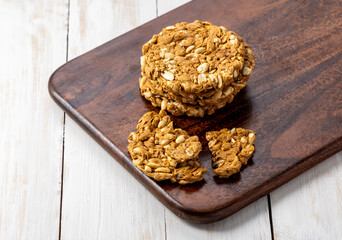 Peanuts brittle or peanuts chikki or gajak made with jaggery and roasted peanuts