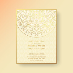 Yellow mandala style wedding invitation