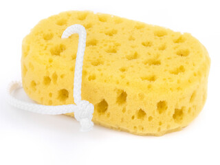 Soft natural bath puff or sponge or scrub, isolated on white background