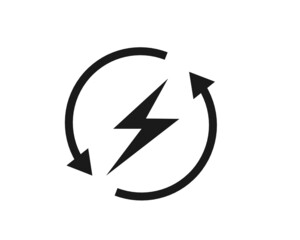 Power lightning logo icon. Vector electricity symbol isolated on transparent background
