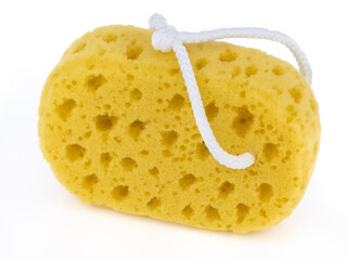 Soft natural bath puff or sponge or scrub, isolated on white background