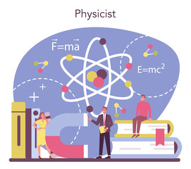 Physicist concept. Scientist explore electricity, magnetism, light