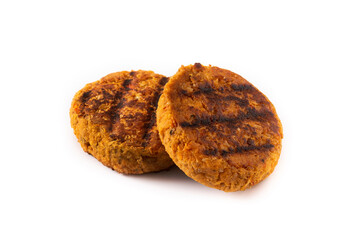 Delicious healthy chickpea burger isolated on white background