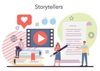 Storytelling concept. Professional speechwriter or journalist. Idea of creative