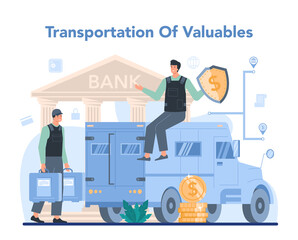 Encashment or collector concept. Money collecting and transporation