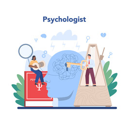 Psychiatrist concept. Mental health diagnostic. Doctor treating