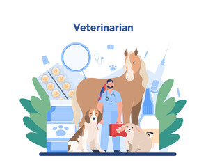 Pet veterinarian concept. Veterinary doctor checking and treating