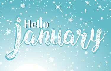 January sign with snowflakes. Vector illustration.