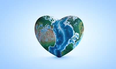 heart shaped globe 3D
    dimensional