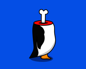 illustration vector grapic template of penguin with bone head