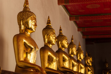Buddha Statues in temple in Bangkok, Thailand