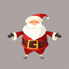 cartoon funny smiling santa claus front view