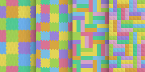 colorful kids floor cover seamless patterns set