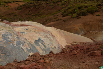 Krýsuvík geothermal area with hot springs