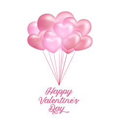 3d soft pink flying heart shape balloon with white background for valentine's day greeting card