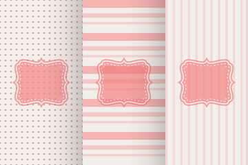 red soft light striped seamless pattern set