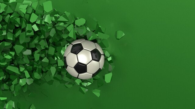 Soccer ball with Particles under Black Background. 3D sketch design and illustration. 3D high quality rendering.