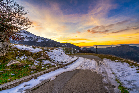 Panorama effettuato al tramonto in Molise a Campitello Matese