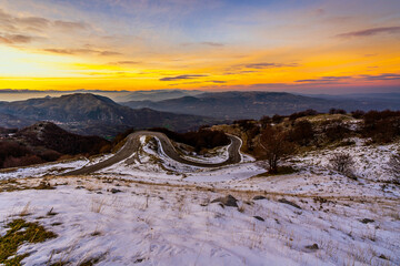 Panorama effettuato al tramonto in Molise a Campitello Matese