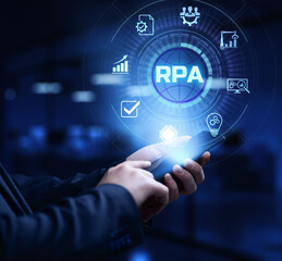 RPA Robotic process automation innovation business technology concept.