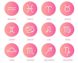 12 zodiac signs with gradient background