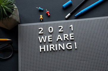2021 Now hiring announcement.business team.job interview.