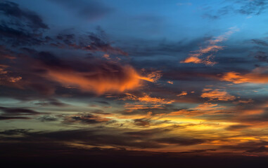 clouds in sky display sunset background