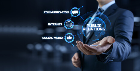 PR Public relations concept. Communication advertising marketing strategy. - obrazy, fototapety, plakaty