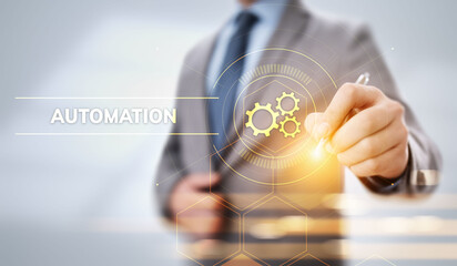 Business process automation industrial technology innovation optimisation concept.
