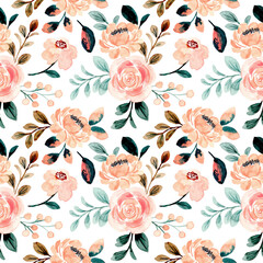 Beautiful seamless pattern with rose floral watercolor © Asrulaqroni