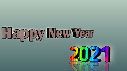 Happy new year 2021 graphical greeting design.