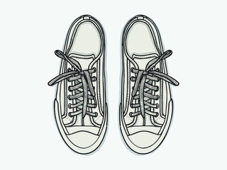 Black and white sneakers set
Vector Line Art canvas Shoes. Hand drawn shoes doodle. on white background