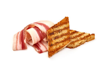 Bacon slices, isolated on white background