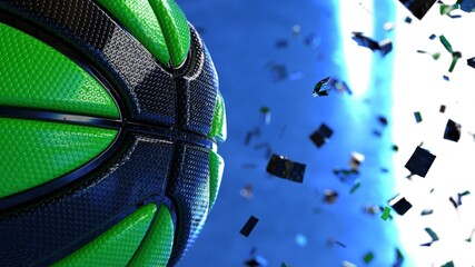 Basketball and Particles. 3D illustration. 3D high quality rendering. 3D CG.