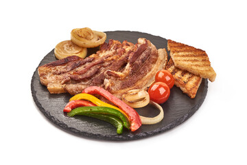 Grilled pork belly, isolated on white background