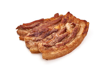 Grilled pork belly, isolated on white background