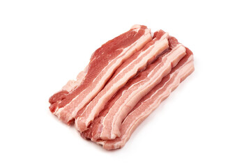 Raw pork belly, isolated on white background