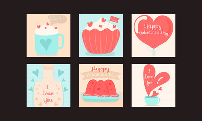 Fototapeta na wymiar Valentines day for Social Media post collection with sweet concept.