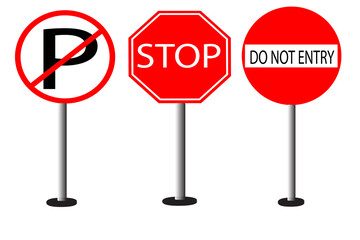 Set of prohibited traffic signs illustrations