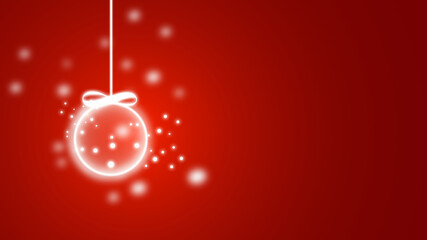 Minimalist red Christmas card illustration. Holiday background with hanging ball for Christmas and newyear festive