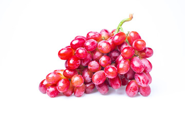 A large bunch of red grapes On a white background