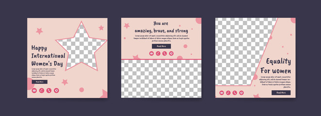 Social media post templates for international women's day.