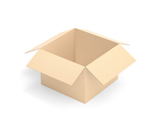 Open brown carton. Empty box