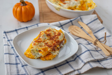 home made tasty cannelloni pumpkin