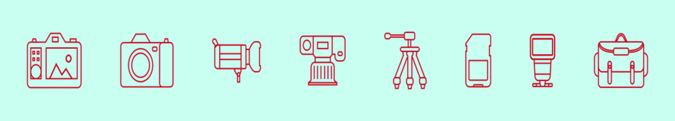 set of photography cartoon icon design template with various models. vector illustration isolated on blue background